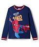 Pine Kids Marvel Terry Knit Full Sleeves T-Shirt with Spider Man Front & Back Graphic - Navy Blue