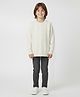 Kanvin Cotton Knit Full Raglan Sleeves Pullover Sweater with Cable Knit Design - Cream