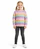 Kanvin Cotton Knit Full Sleeves Striped Pullover Sweater with Cable Knit Design - Multicolor