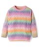 Kanvin Cotton Knit Full Sleeves Striped Pullover Sweater with Cable Knit Design - Multicolor