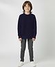 Kanvin Cotton Knit Full Sleeves Pullover Sweater with Cable Knit Design - Navy Blue