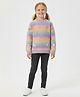 Kanvin Cotton Knit Full Sleeves Pullover Sweater with Floral Applique - Multicolor