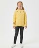 Kanvin Cotton Knit Full Sleeves Pullover Sweater with Cable Knit Design & Floral Embroidery - Yellow