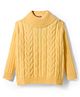 Kanvin Cotton Knit Full Sleeves Turtle Neck Pullover Sweater with Cable Knit Design - Yellow