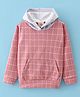 Rikidoos Full Sleeves Checked Hoodie - Light Pink
