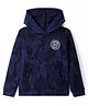 Rikidoos Full Sleeves Abstract Printed Hoodie - Navy Blue