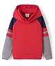 Rikidoos Full Raglan Sleeves Colour Blocked Hoodie - Maroon