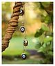 DULI Metal Evil Eye Latkan Windchime 20 Inches | Metal Wall Hanging with Evil Eye Painted Hanging Golden Bells for Home Decoration