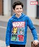 Pine Kids Marvel Terry Knit Full Sleeves Hooded Sweatshirt with Avengers Graphics - Blue