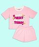 Be Awara Cotton Knit Half Sleeves Dont Forget To Smile Today Text Printed Oversized Tee & Shorts Set - Pink