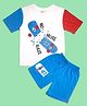 Be Awara Cotton Knit Half Sleeves No More Rules Text Printed Tee & Coordinating Shorts Set - White