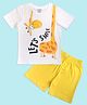 Be Awara Cotton Knit Half Sleeves Giraffe Printed Tee & Shorts Set - White