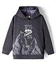 Rikidoos Full Sleeves Typography Printed Hooded Sweatshirt - Dark Grey