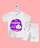 The Peppy Tend 100% Cotton Knit Ganesh Chaturthi Theme Half Sleeves This Modak Is Too Cute To Handle Text Printed Tee Shorts Set - White