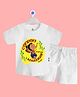 The Peppy Tend 100% Cotton Knit Ganesh Chaturthi Theme Half Sleeves Ganpati Aaye Khushiyan Laaye Text Printed Tee With  Shorts Set - White
