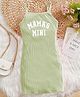Bolly Lounge Cotton Blend Knit Sleveless Mamas Mini Text Printed Sundress - Green