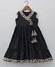 Bolly Lounge Cotton Blend Woven Sleeveless Gota Lace Embellished & Tassel Detailed Dress - Black