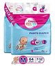 KiddySoft Baby Diaper Pants | Super Absorbent with Criss Cross Layer | Up to 12 Hours Protection | Softest Top Sheet | Comfortable Fit | Medium (7-12 KG) | Pack of 2 (64 Diapers )