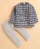 Polka Tots Cotton Woven Full Sleeves Checked Jhabla & Pant Set - Black