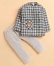 Polka Tots Cotton Woven Full Sleeves Checked Jhabla & Pant Set - Grey