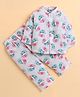 Polka Tots Cotton Woven Full Sleeves Footprints Printed Jhabla & Coordinating Pant Set - Pink And Blue