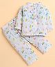 Polka Tots Cotton Woven Full Sleeves Tiny Town Printed Jhabla & Coordinating Pant Set - White