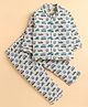 Polka Tots Cotton Woven Full Sleeves Vehicles Printed Coordinating Night Suit Set - Blue