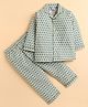 Polka Tots Cotton Woven Full Sleeves Baby Elephants Printed Coordinating Night Suit Set - Green