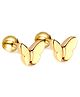 Twisty Locks Butterfly Shaped Earrings - Golden