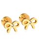 Twisty Locks Bow Shaped Stones Embellished Earrings - Golden