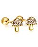 Twisty Locks Mushroom Shaped Stones Embellished Earrings - Golden