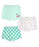 Plan B Cotton Knit Pack Of 3 Checks & Cherries Printed Boxer Shorts - Aruba & White