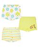 Plan B Cotton Knit Pack Of 3 Bicycle & Floral Printed Bloomers - Lemon & White
