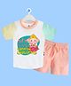 The Peppy Tend 100% Cotton Knit Ganesh Chaturthi Theme Half Sleeves My First Ganesh Chaturthi Text Printed Tee Shorts Set - Multi Color
