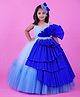 Li and Li Couture Tafetta Woven Sleeveless Handcrafted Frill Detailed Gown - Blue
