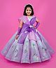 Li & Li Couture Woven Sleeveless Butterfly Applique Detailed Twirled Panel Gown - Lavender & Rainbow