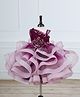 Li & Li Couture Net Woven Sleeveless Pearls Embellished Floral Applique Detailed Ruffled Gown - Plum Purple & Onion Pink