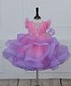 Li & Li Couture Net Woven Flutter Sleeves Pearls Embellished Ruffles Detailed Twirled Gown - Pink & Lavender