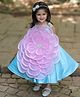 Li & Li Couture Satin Woven Sleeveless Floral Applique Detailed & Pearls Embellished Gown - Pink & Sky Blue