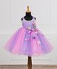 Li & Li Couture Net Woven Sleeveless Floral Applique Detailed & Pearl Embellished Gown - Pink & Lavender