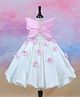 Li & Li Couture Satin Woven Sleeveless Butterfly & Floral Applique Detailed Dress - White & Pink