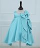 Li & Li Couture Satin Woven Sleeveless Pearls Embellished & Bow Applique Detailed Dress - Aqua Blue