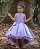 Li & Li Couture Net Woven Sleeveless Floral & Bow Applique Detailed High Low Dress - Lavender