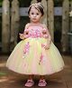 Li & Li Couture Net Woven Sleeveless Pearl Embellished & Floral Applique Detailed Dress - Baby Pink & Candy Yellow