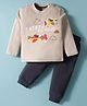 Mini Taurus Sinker Knit Full Sleeves T-Shirt & Jogger Set With Airplane Patch - Light Grey
