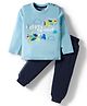 Mini Taurus Sinker Knit Full Sleeves T-Shirt & Jogger Set With Airplane Patch - Light Blue