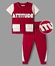 OLLINGTON ST. Cotton Knit Half Sleeves Attitude Text Printed T-Shirt & Joggers Set - Red & White