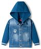 Babyhug Full Sleeves Denim Jacket with Detachable Hood - Blue