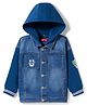 Babyhug Full Sleeves Denim Jacket with Detachable Hood - Blue