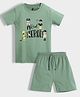 Orange Sugar 100% Cotton Knit Half Sleeves Real Heros Text Printed Tee & Coordinating Shorts Set - Olive Green